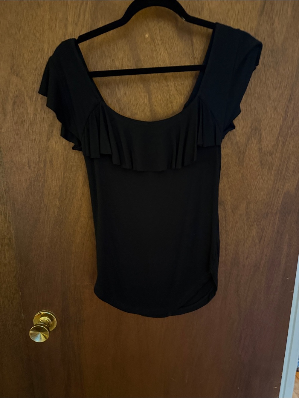 Free People Black Ruffle Scoop-Neck Top new no tags